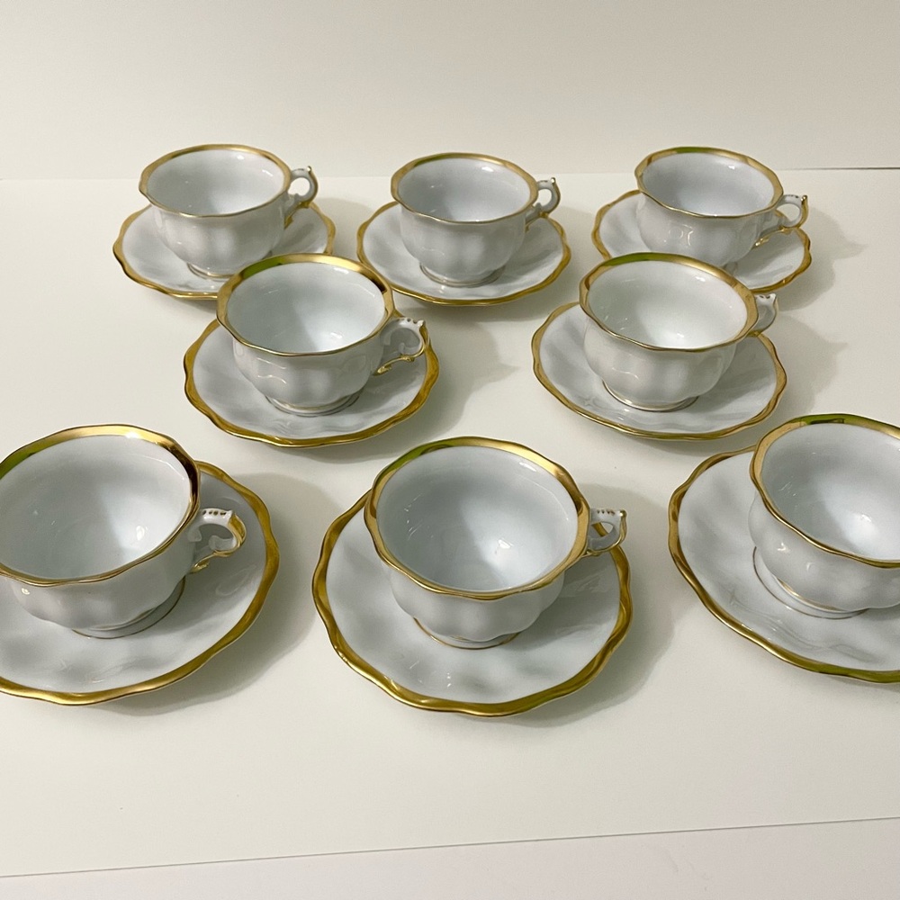 Vintage Furstenberg Porcelain Teacup and Saucer Set of 8